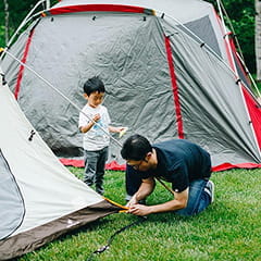 テント設営・昼食