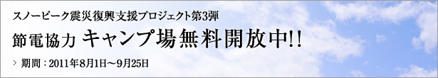 震災復興支援プロジェクト第3弾-節電対策-キャンプ場無料開放