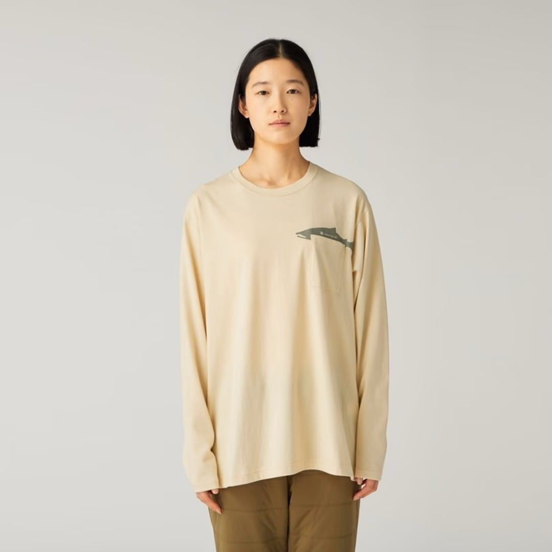 TROUT Pocket Graphic Long Sleeve T-Shirt IVORY