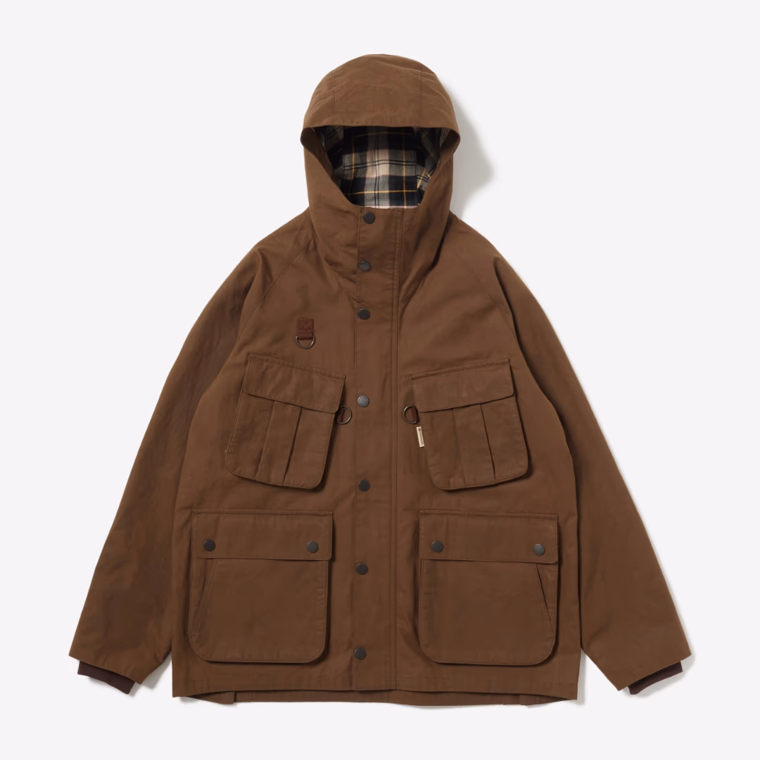 Waxed Cotton Hoodie BROWN