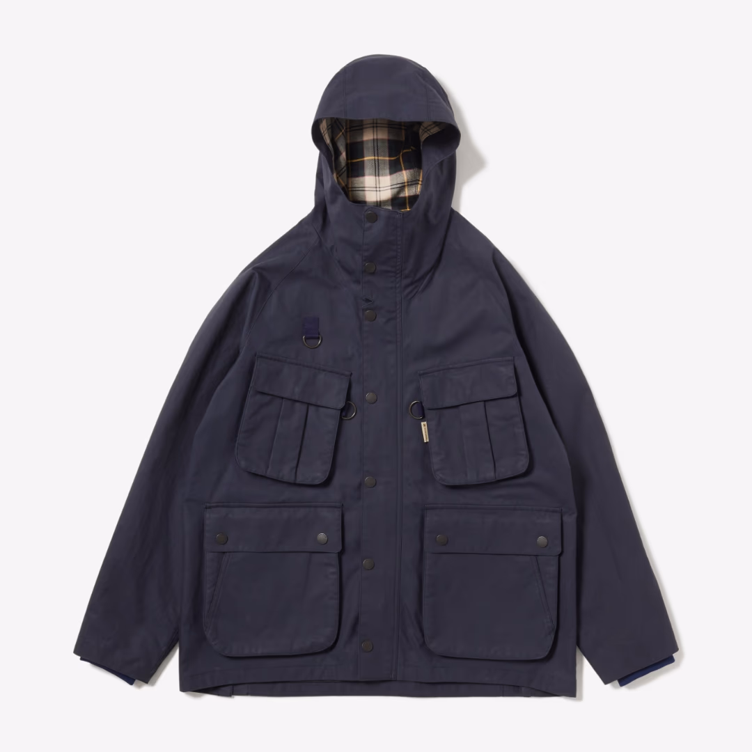 Waxed Cotton Hoodie NAVY