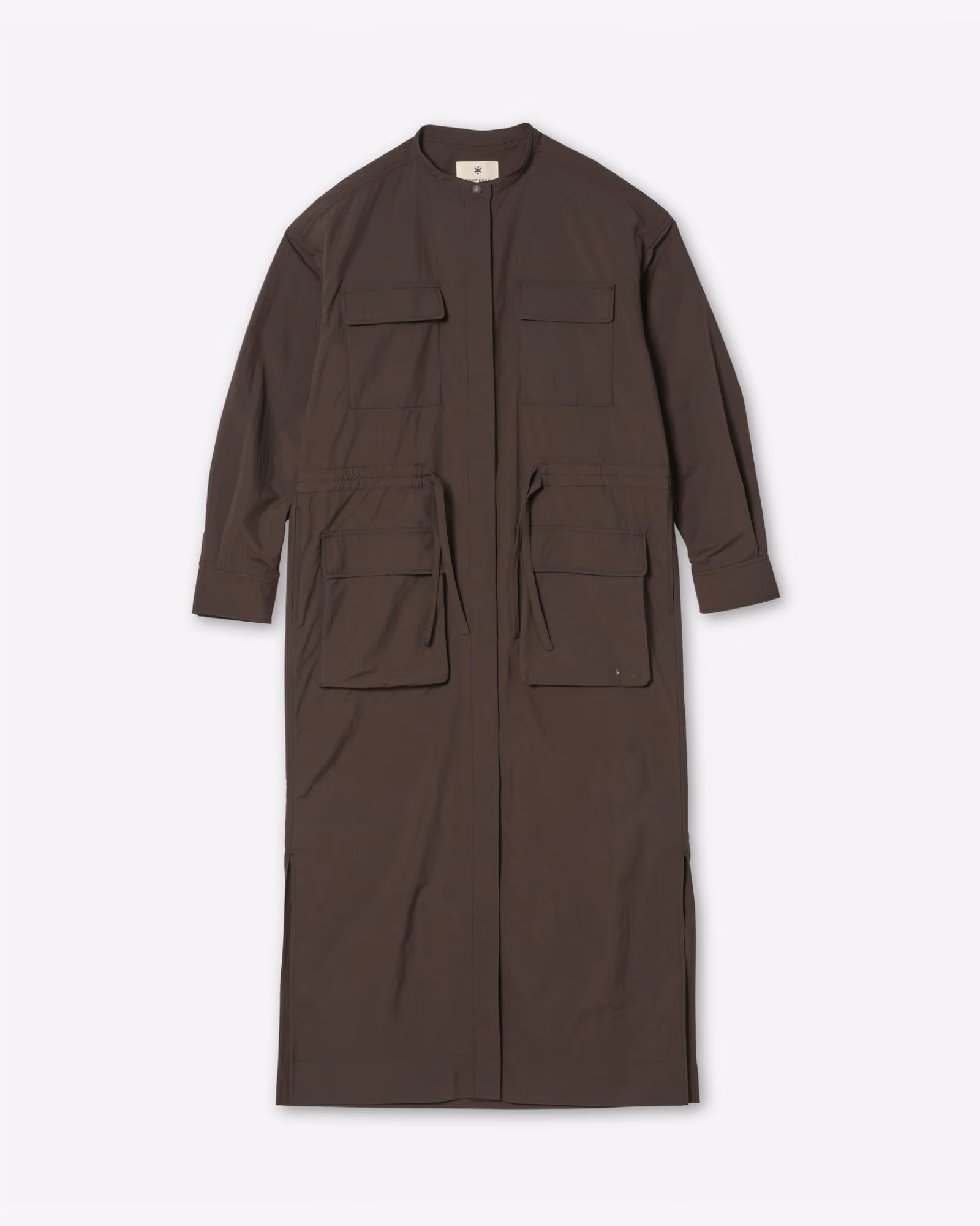 Nylon Double Rip Dress DARK BROWN