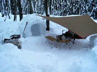 Snow Peak Club ソロ雪中野営 第二野営地点にて